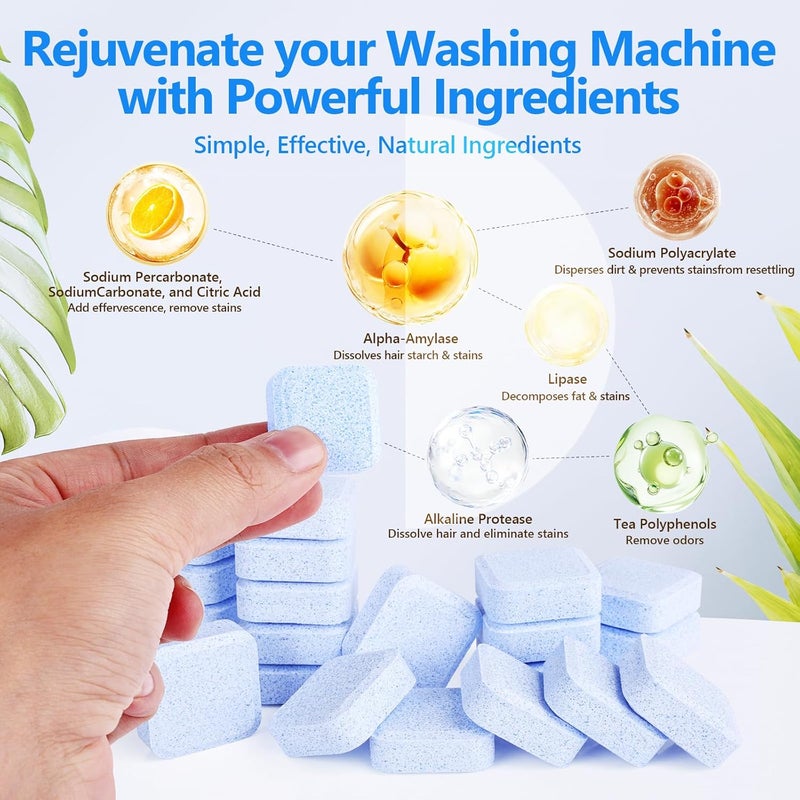 USKICH 36Pack Washing Machine Cleaner Tablets-18 Month Supply,Washer Machine Cleaner Formulated For Pet Owners,Easy Pet Hair Remover for Laundry,Compatible with HE, Top & Front Load Washer.Septic Safe - Image 2
